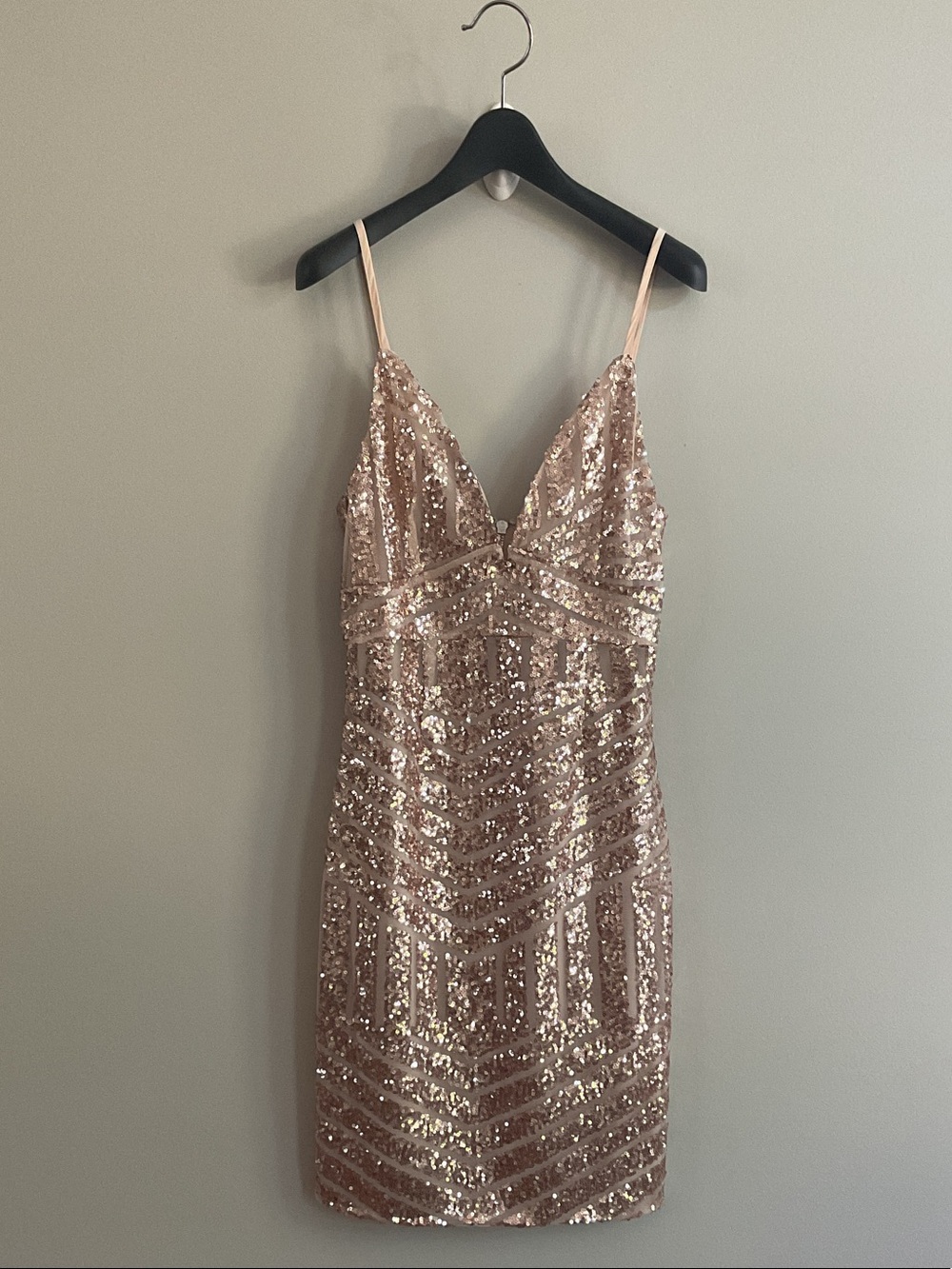 Tigermist Rose Gold Sequin Geometric Mini Dress | Sparkly Party Cocktail Dress